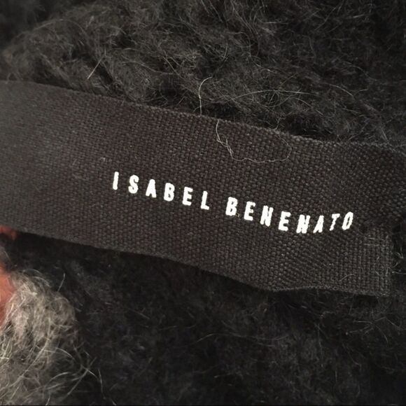 (SOLD) ISABEL BENENATO Italy Wool Asymmetrical Sweater Gray Brown Black XS - Picture 4 of 6